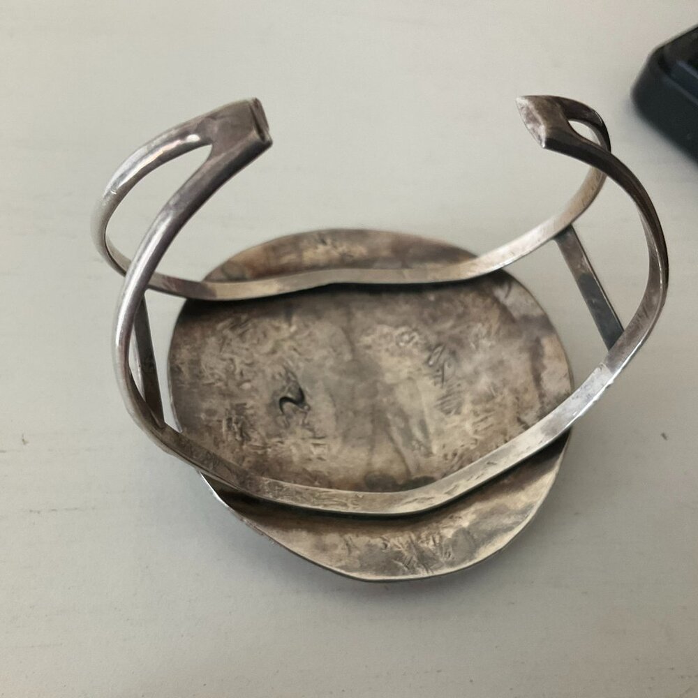 RARE Vintage Native American inlaid silver, turquoise and coral, Artisanal - Picture 4 of 5